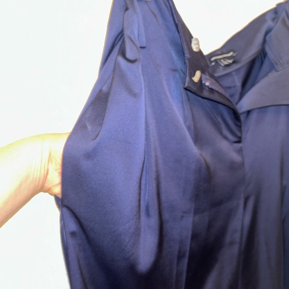 UNIVERSAL STANDARD PLUS Tresa Wide Leg Tie Pants in Navy Satin SZ: 18 - Picture 6 of 10